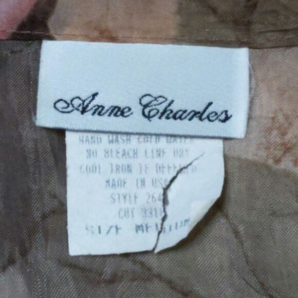 Vtg Anne Charles Floral Sheer Short Sleeve Whimsigoth Spring Blouse 90s Medium - Picture 9 of 11